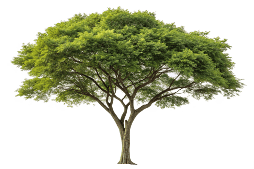 A Majestic Green Tree Isolated on Black Background a lush vibrant tree with sprawling branches and dense foliage png