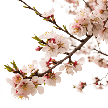 Closeup of Delicate Pink Almond Blossoms on a Branch png