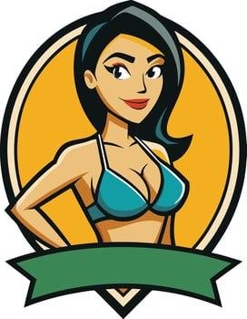 Beautiful woman in a bikini logo mascot vector