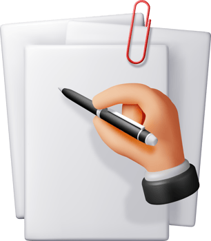 3d white blank paper page and hand with pen png