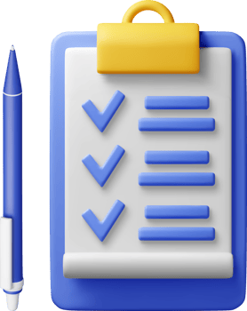 3D clipboard holder with checklist symbol and pen png