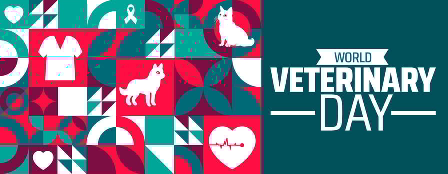 world veterinary day geometric shape pattern background banner or poster design template. observed every year in April. vector