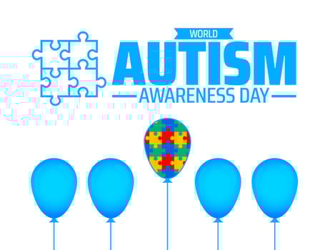 World Autism awareness day background banner or poster design template with child colorful balloon design. Autism is a Developmental disability caused by difference in brain. observed every year. vector