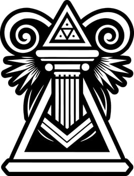 A solid style icon of engraved pillar symbol vector