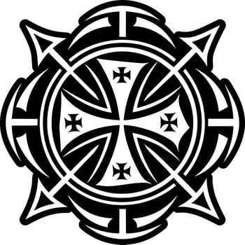 A solid style icon of knight cross symbol vector