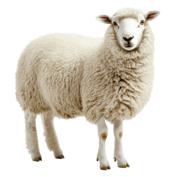 Fluffy Sheep on White Background on transparent background. png