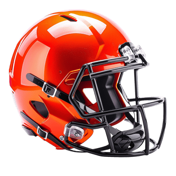 HighGloss Orange Football Helmet with Black Facemask and Chin Strap png