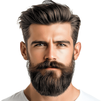 Stylish Beard and Mustache Hairstyle on transparent background. png
