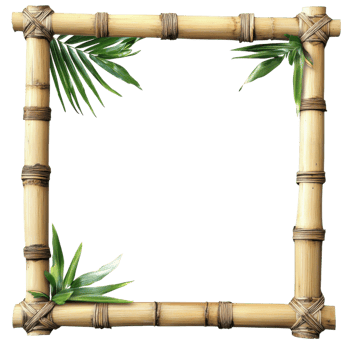 Bamboo Frame for Artwork Showcase on transparent background. png