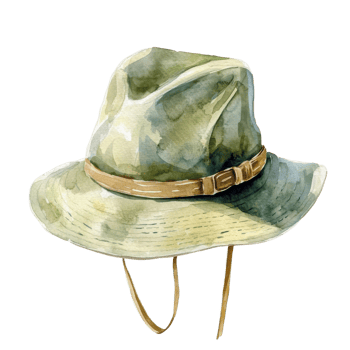 Safari Explorer Hat Watercolor Design on transparent background. png