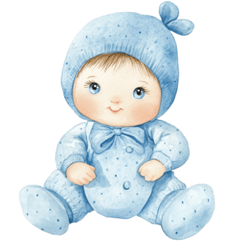 Soft Cloth Baby Doll Watercolor on transparent background. png