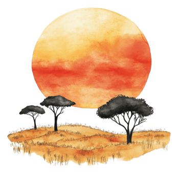 Sunset Watercolor Painting Landscape on transparent background. png