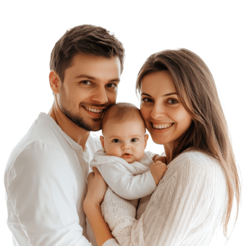 Happy Family Portrait with Baby on transparent background. png