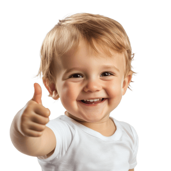Happy Toddler Thumbs Up Image on transparent background. png