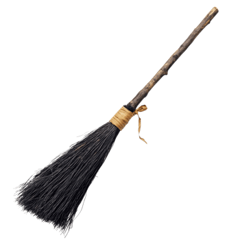 Witch on Broom Halloween Magic on transparent background. png