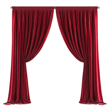 Red Curtain Elegance Drama and Style on transparent background. png