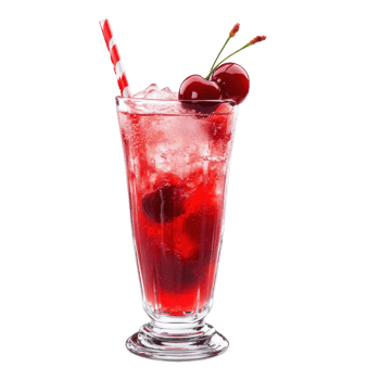 Refreshing Red Cocktail with Cherries on transparent background. png