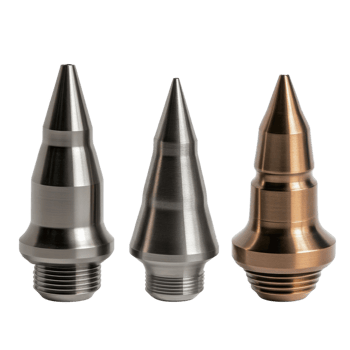 Industrial Metallic Nozzles Close up on transparent background. png