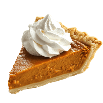 Delicious Pumpkin Pie with Cream on transparent background. png