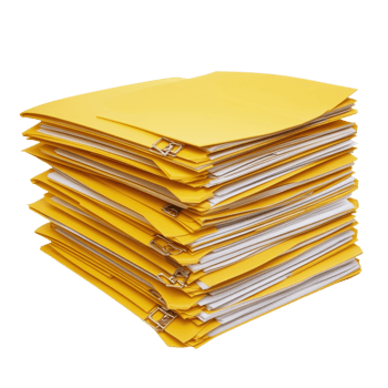 Organized Yellow File Folders on transparent background. png