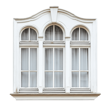 White Wooden Window Frame Panes on transparent background. png