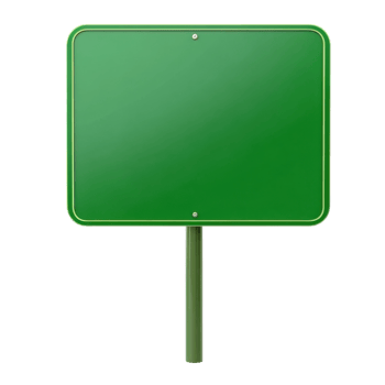Empty Green Sign Customization on transparent background. png