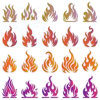 Fire Flames Collection Set design vector