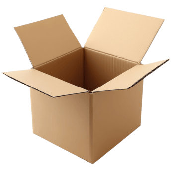 Open Cardboard Box Flaps Up on transparent background. png