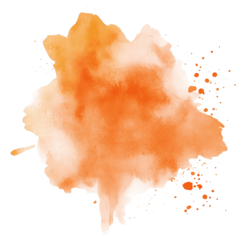 Orange Watercolor Splash Soft Cloud on transparent background. png