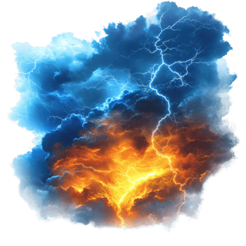 Epic Storm Clouds with Lightning on transparent background. png