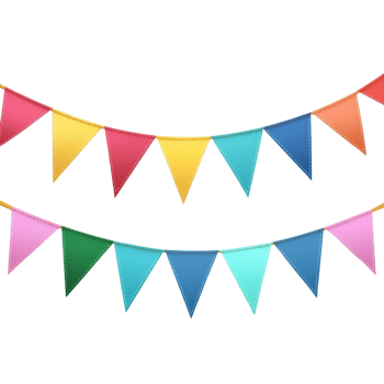 Festive Bunting Flags Celebration on transparent background. png