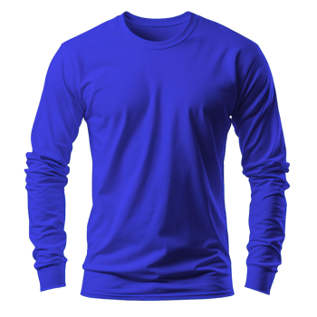 blue long sleeve t shirt cotton combed isolated on transparent background png