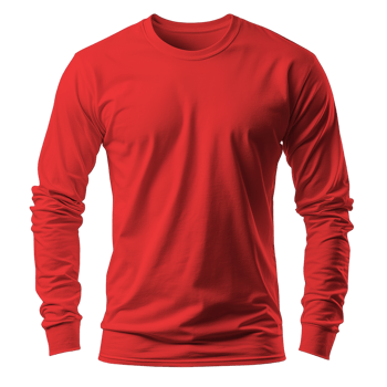 red long sleeve t shirt cotton combed isolated on transparent background png