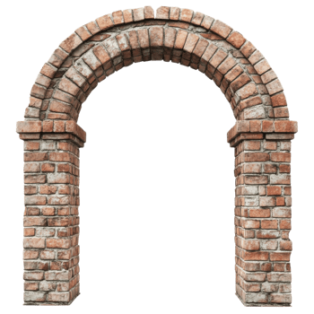 Brick Archway Architectural Beauty on transparent background. png