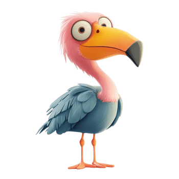 Playful Flamingo Cartoon Design on transparent background. png