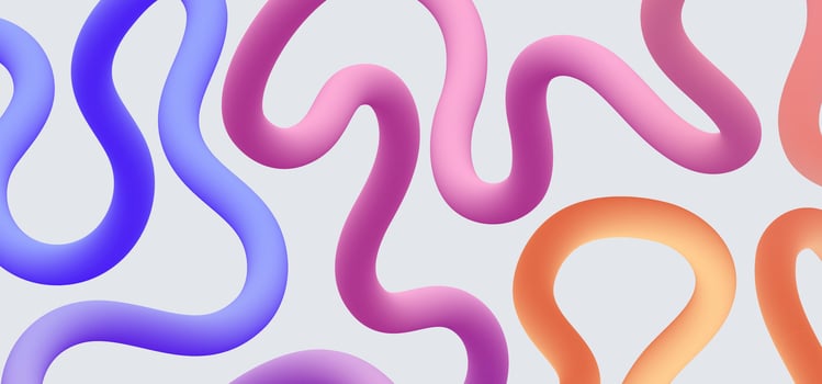 Wavy 3d shapes with colorful Gradient on white background. vector