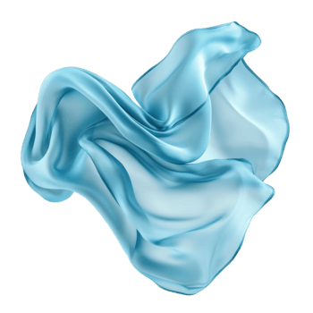 Elegant Cyan Silk Cloth Drape on transparent background. png