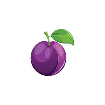 Fresh Plum Fruit Illustration on White Background vector