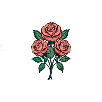 Romantic Roses Floral Design on White Canvas vector
