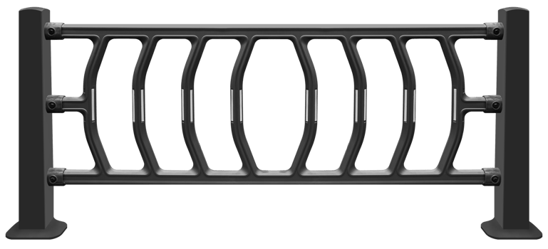 Mock up metal black fence png