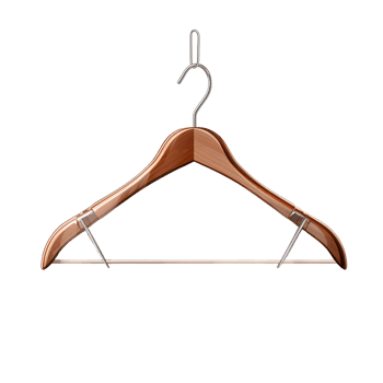 Highquality wooden clothes hanger with a sleek metal hook png