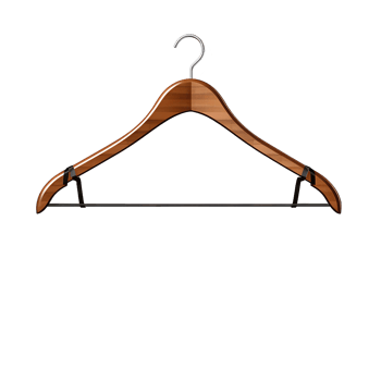 Highquality Wooden Clothes Hanger with Metal Hook and Black Nonslip Shoulder Straps png