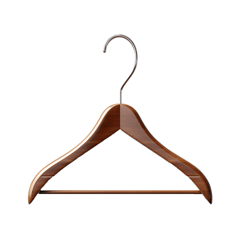 Highquality Wooden Clothes Hanger with a Polished Chrome Hook for Superior Clothing Care png