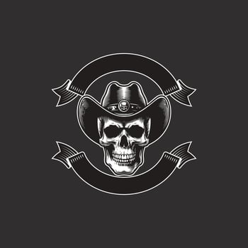 Skull cowboy illustration vector