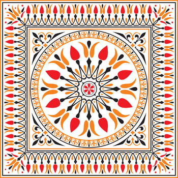 colored classic Greek square ornament. Rectangle of Ancient Greece and Roman Empire. Byzantine painting of walls, floors and ceiling. Decor of European palaces. vector