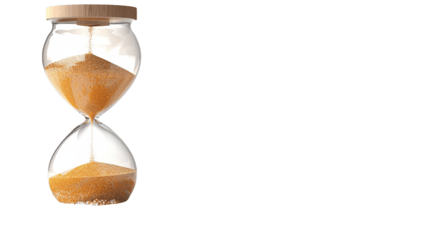 Hourglass with flowing golden sand on a white background symbolizing time management and anticipation of deadlines png