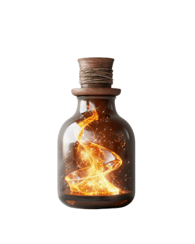 Mystical Glass Bottle with Swirling Fire Effect Isolated on Transparent Background for Creative Projects png