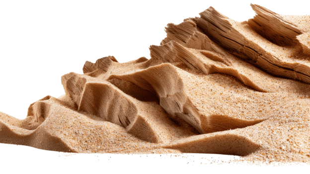 Textured Sand Dunes with Natural Wood Formation Creating Unique Profile in Desert Landscape png