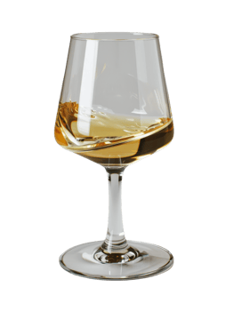 Elegant glass of whiskey with swirling amber liquid on a reflective surface, showcasing fine dining and luxury experience png