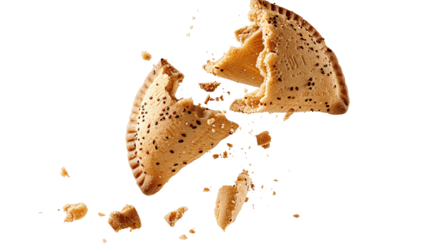 Crispy Baked Cookie Crumbling Into Pieces With Delicious Crumbs Falling On Transparent Background png
